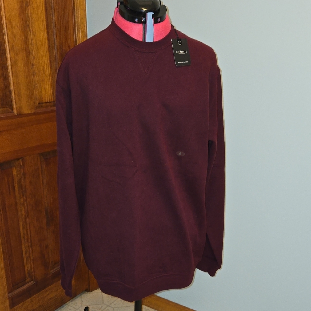 Van Huesen Men's Burgundy Sueded Fleece Sweatshirt NWT